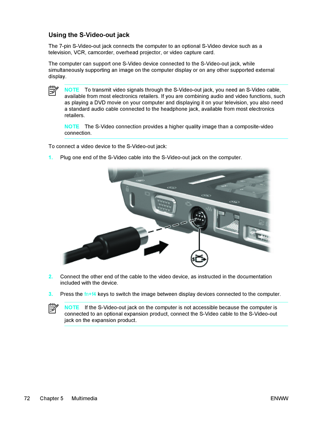 HP 397381-001 manual Using the S-Video-out jack 