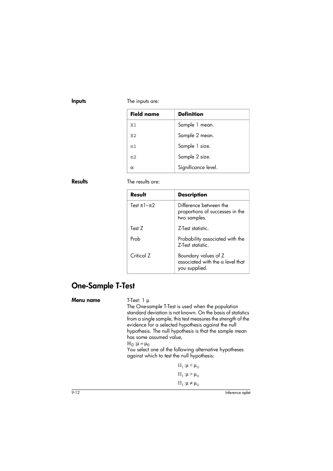 HP 39g+ Graphing manual One-Sample T-Test 