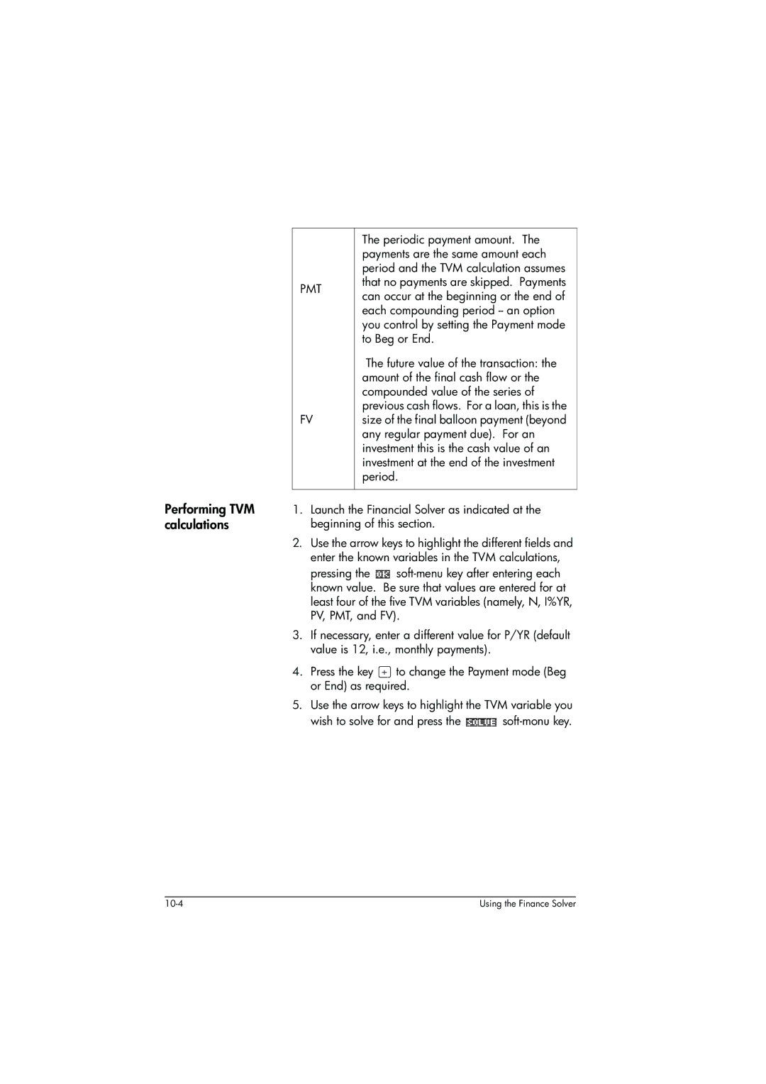 HP 39g+ Graphing manual Performing TVM calculations 