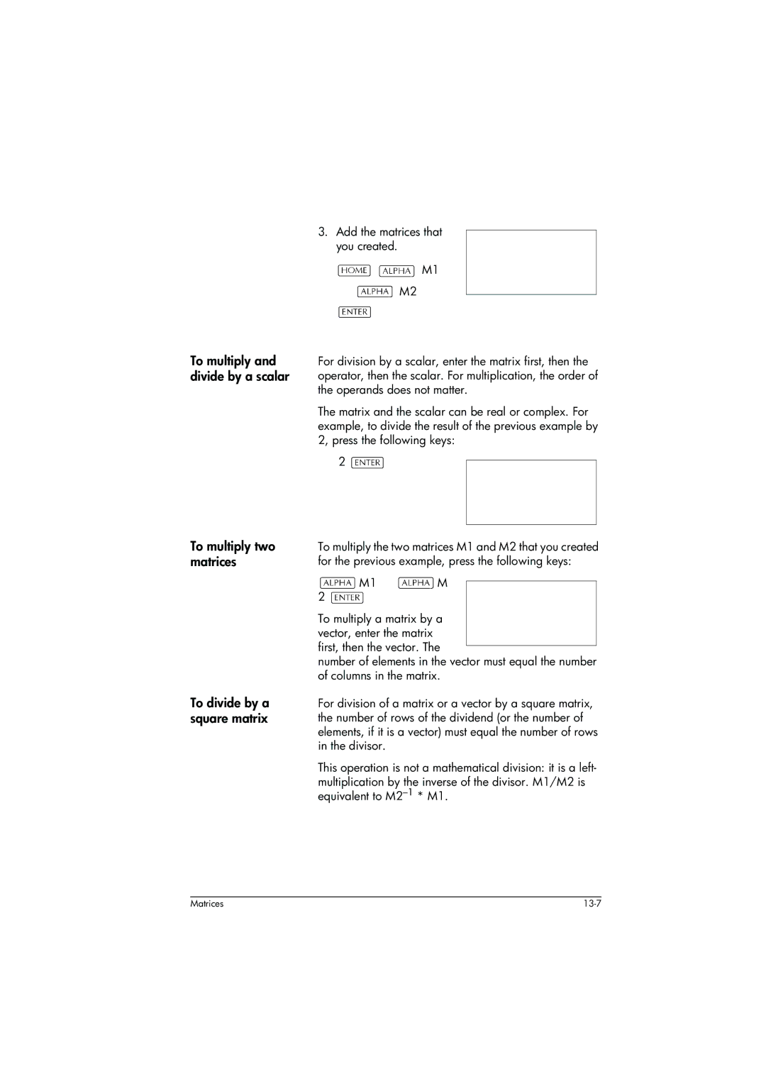 HP 39g+ Graphing manual Matrices 13-7 