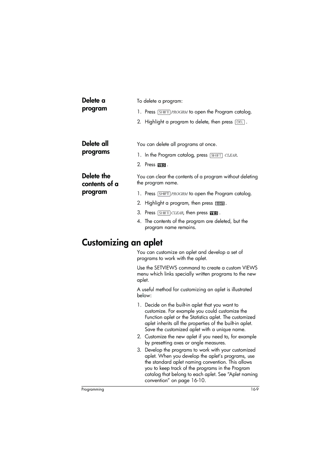 HP 39g+ Graphing manual Customizing an aplet 