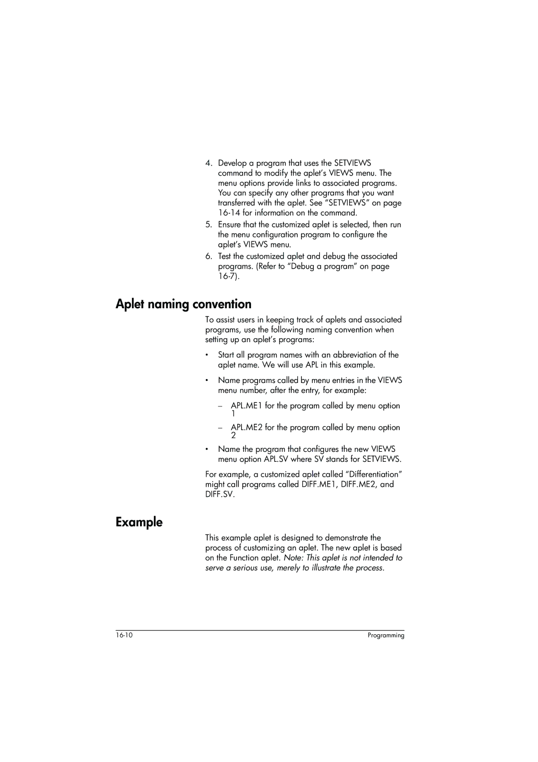 HP 39g+ Graphing manual Aplet naming convention, Example 