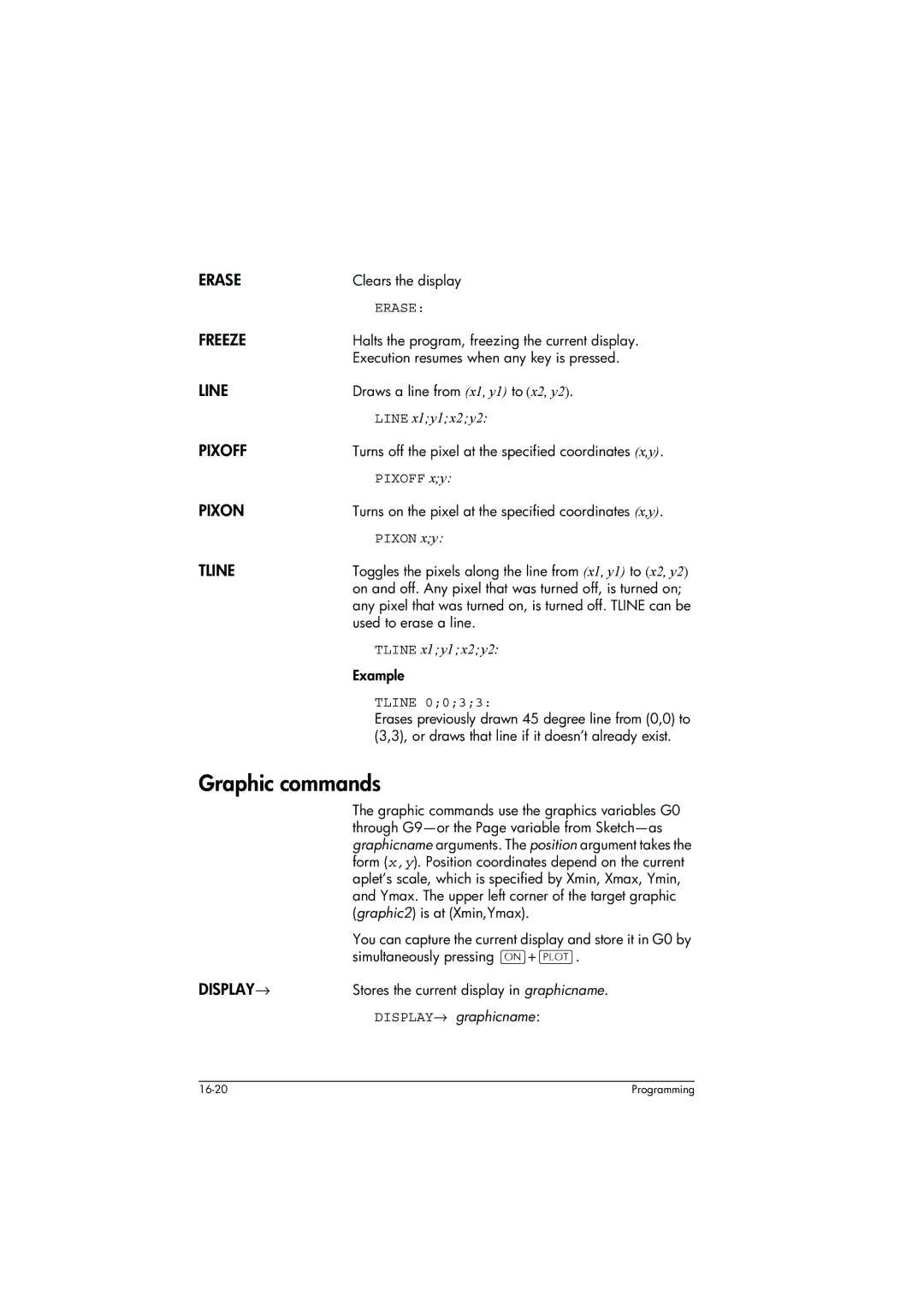 HP 39g+ Graphing manual Graphic commands 