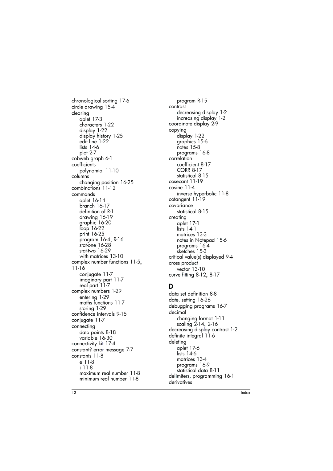 HP 39g+ Graphing manual Maximum real number 11-8 minimum real number 