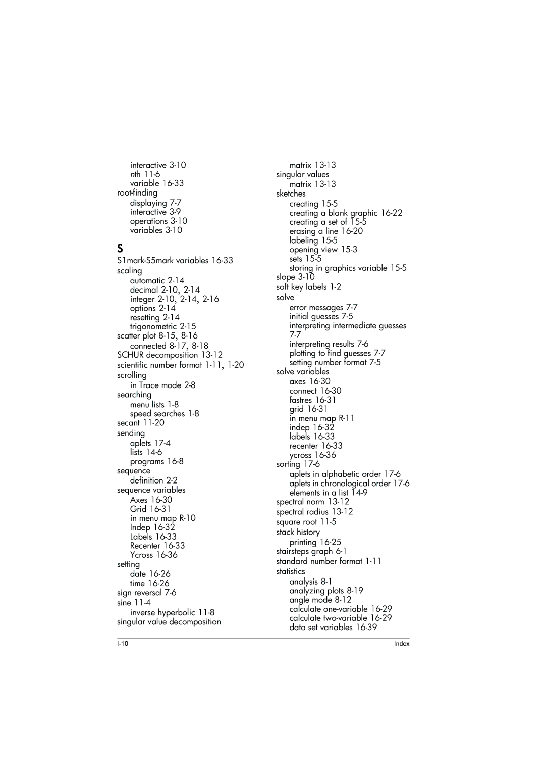 HP 39g+ Graphing manual Menu lists 1-8 speed searches 