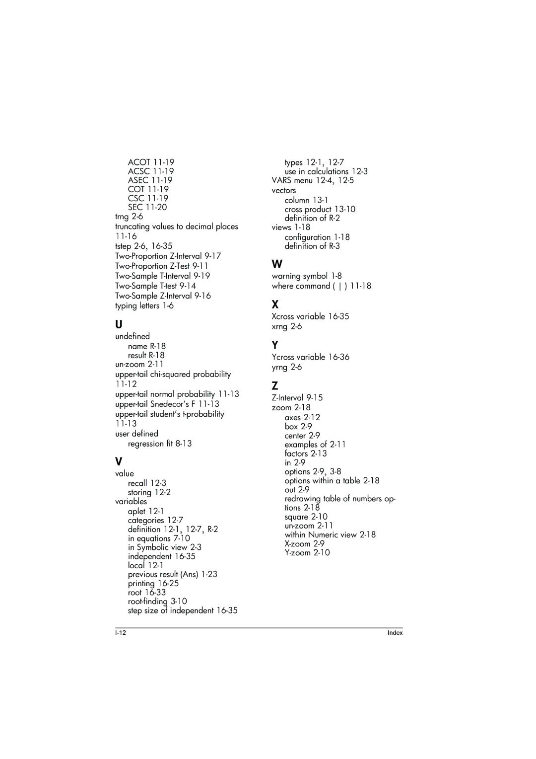 HP 39g+ Graphing manual Index 