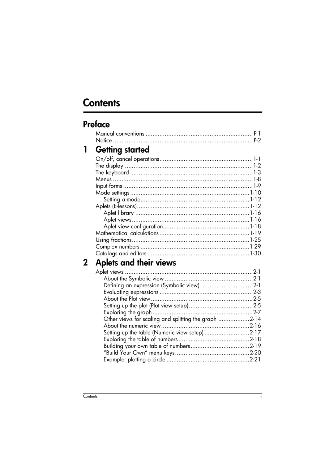 HP 39g+ Graphing manual Contents 