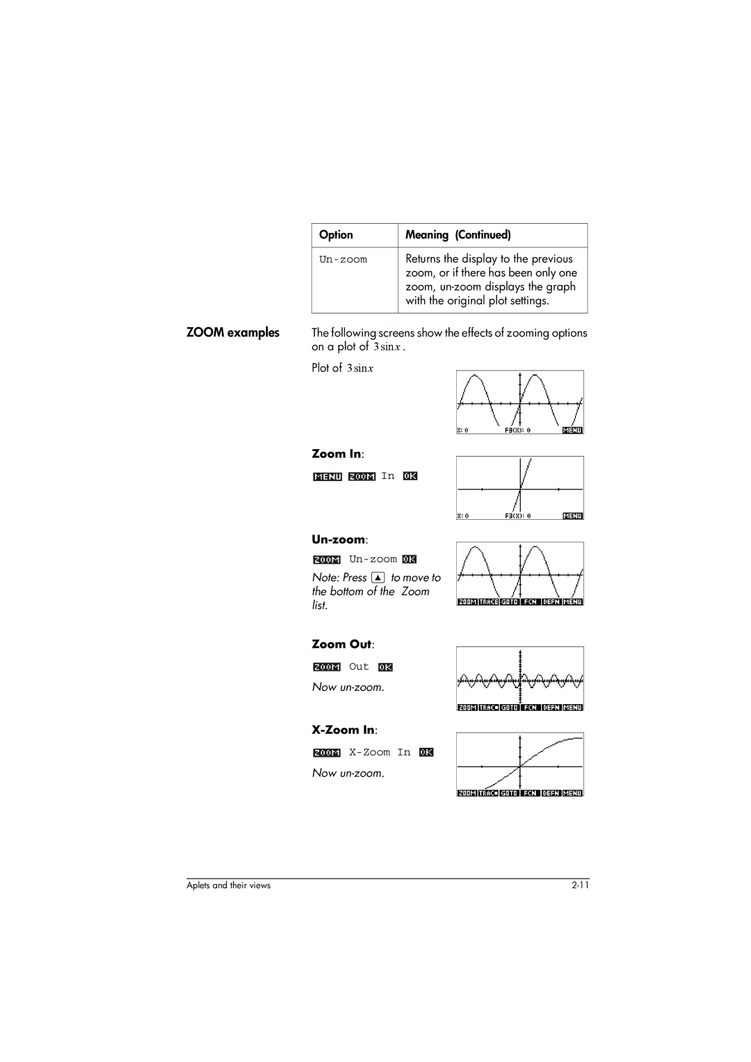 HP 39g+ Graphing manual Un-zoom, Now un-zoom 