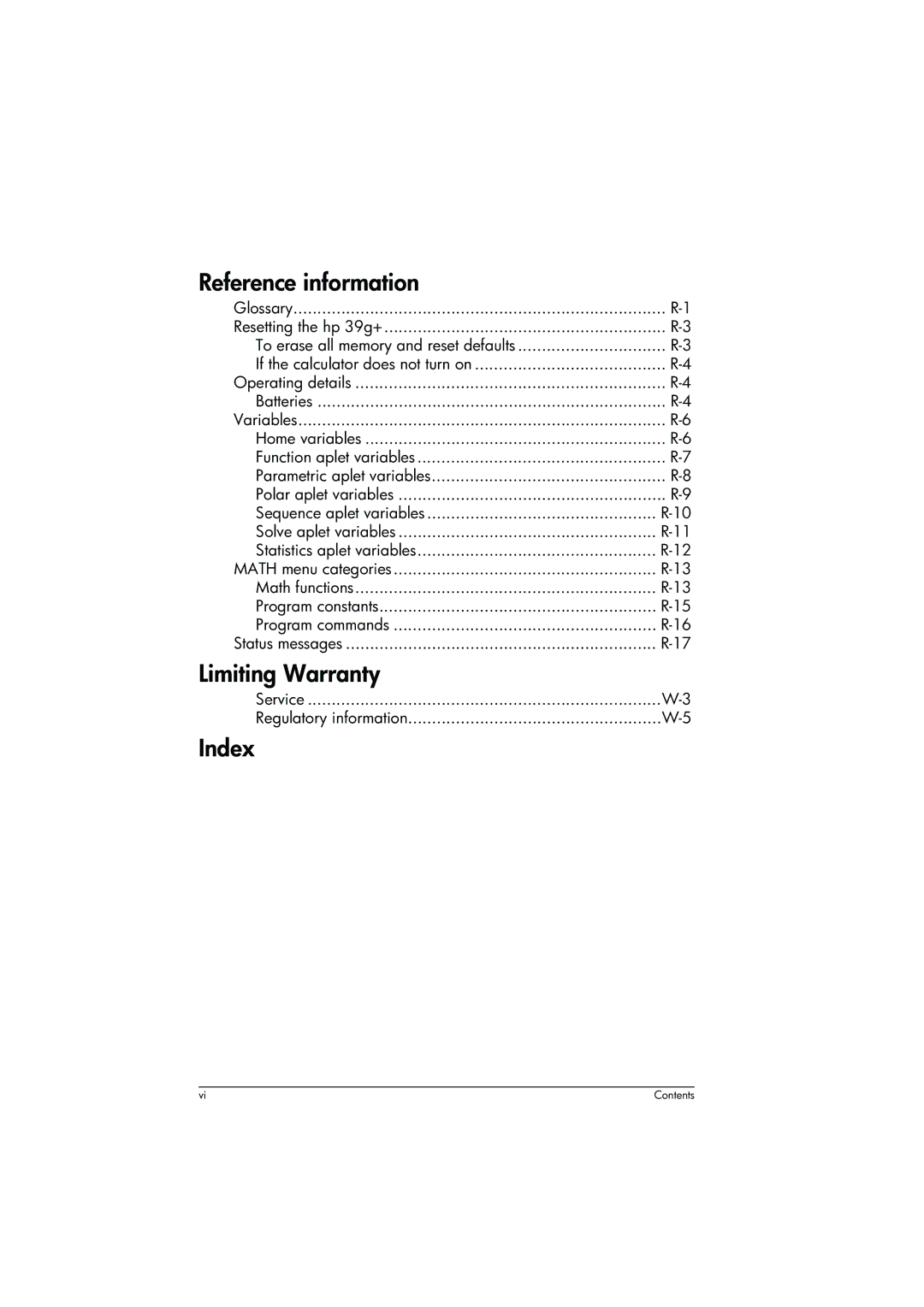 HP 39g+ Graphing manual Glossary Resetting the hp 39g+, Operating details, Variables Home variables 