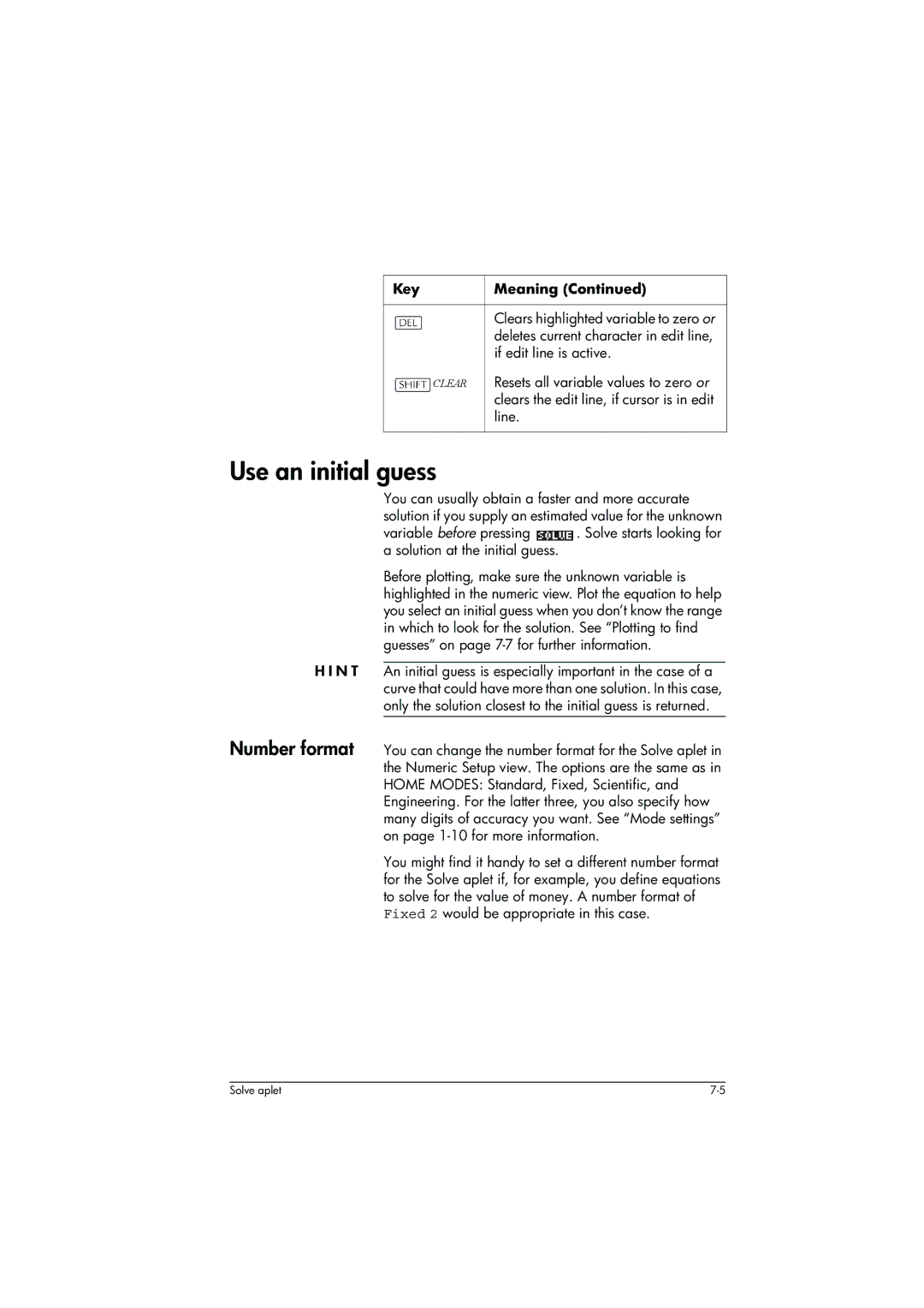 HP 39g+ Graphing manual Use an initial guess 