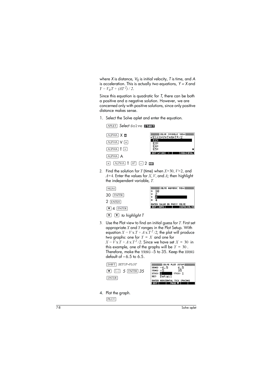 HP 39g+ Graphing manual To highlight T, Plot the graph 