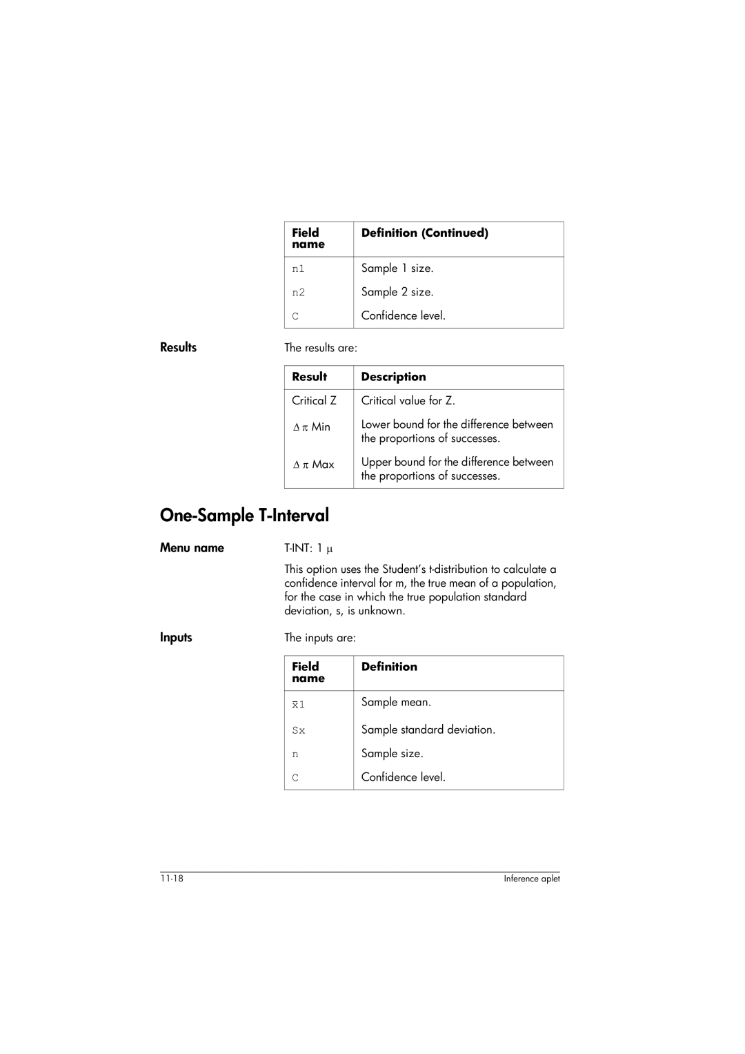 HP 39gs Graphing manual One-Sample T-Interval 