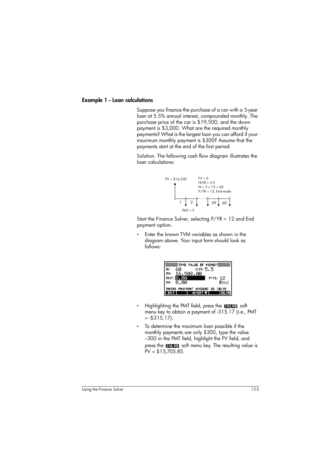 HP 39gs Graphing manual Example 1 Loan calculations 