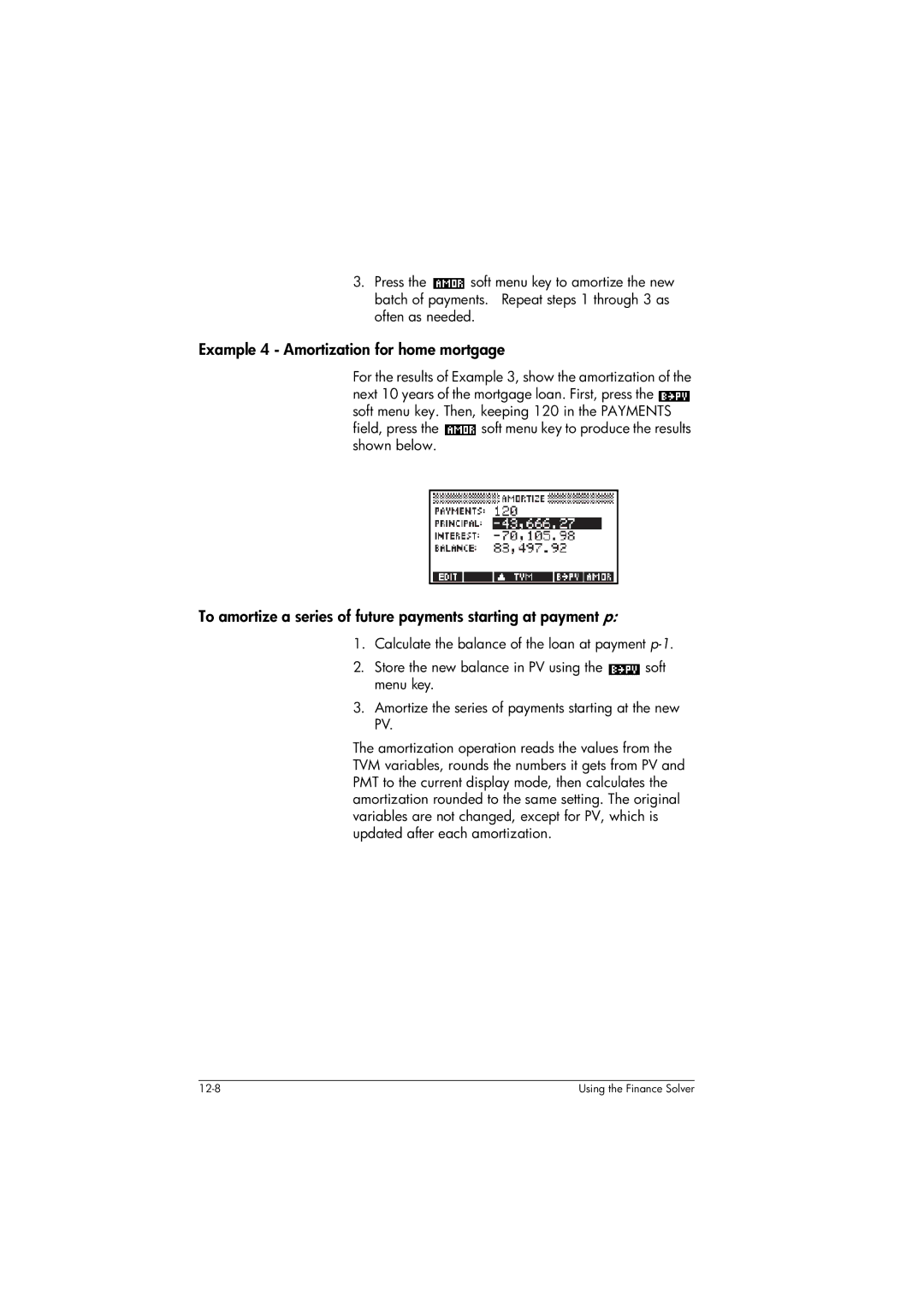 HP 39gs Graphing manual Example 4 Amortization for home mortgage 