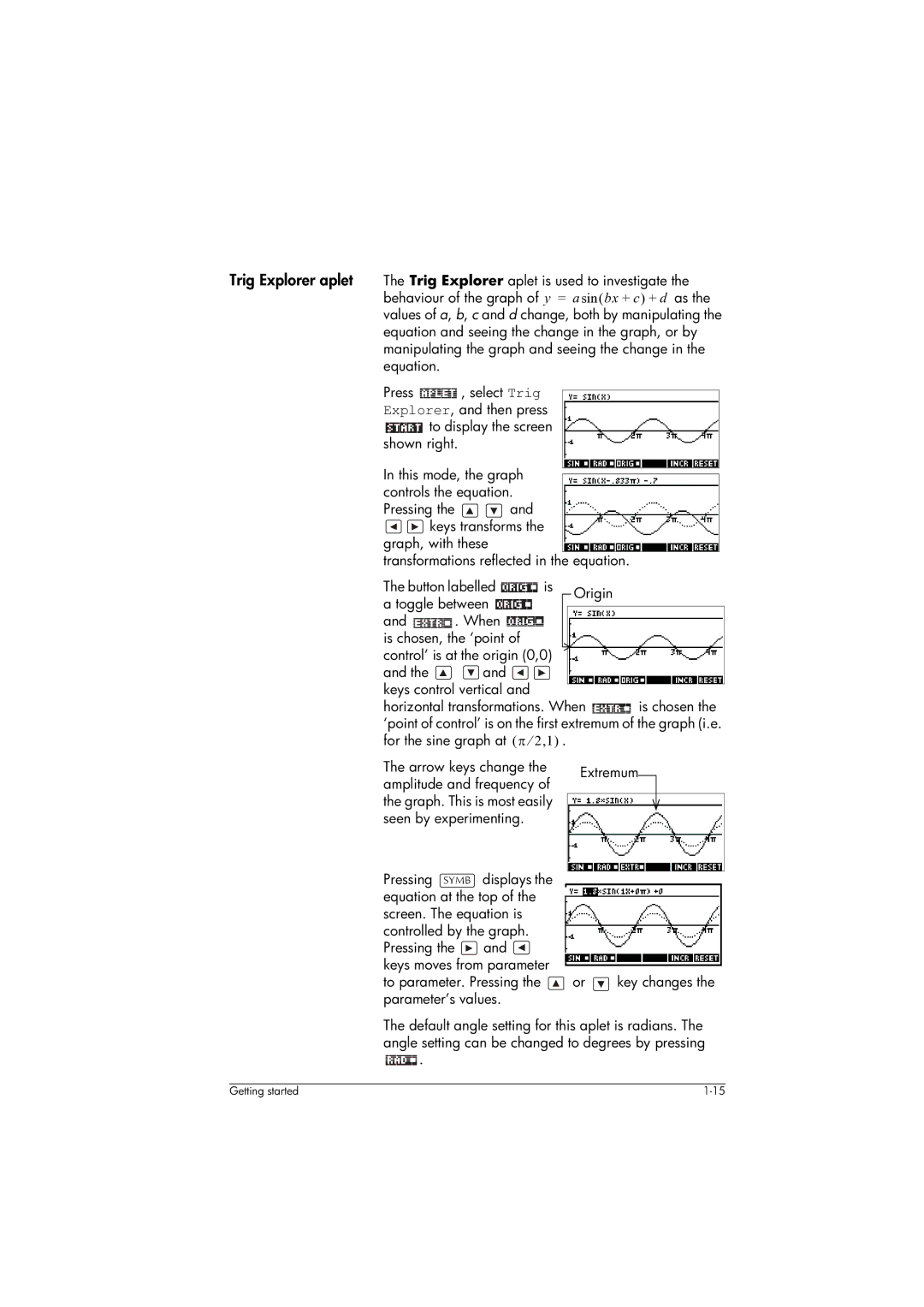 HP 39gs Graphing manual Transformations reflected in the equation 