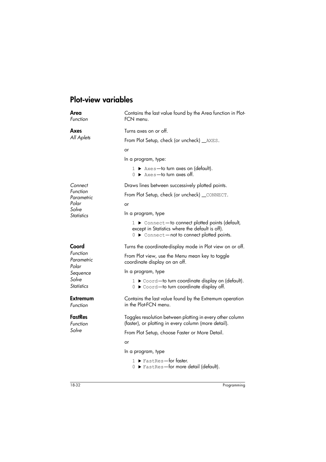 HP 39gs Graphing manual Plot-view variables 