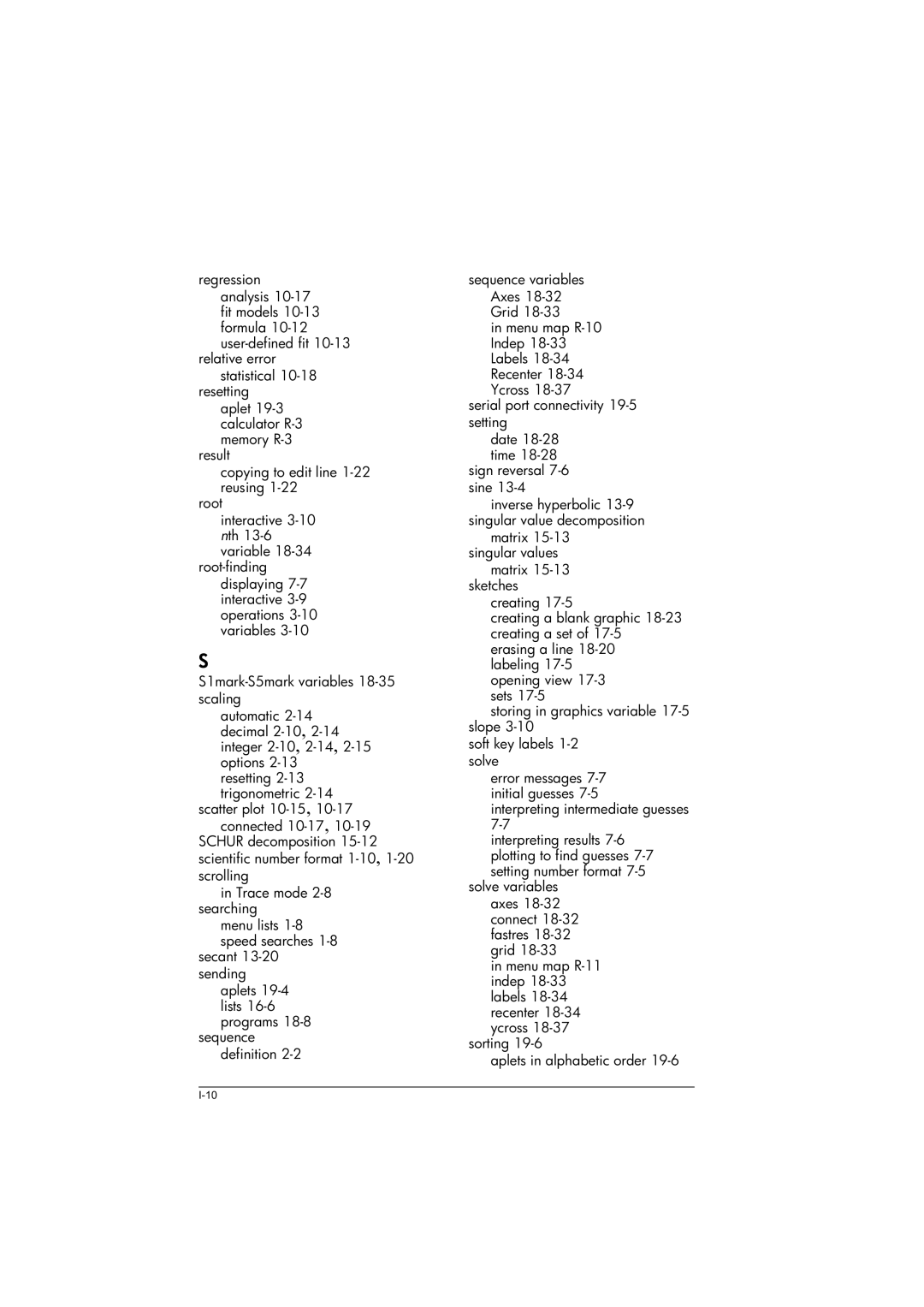 HP 39gs Graphing manual Menu lists 1-8 speed searches 