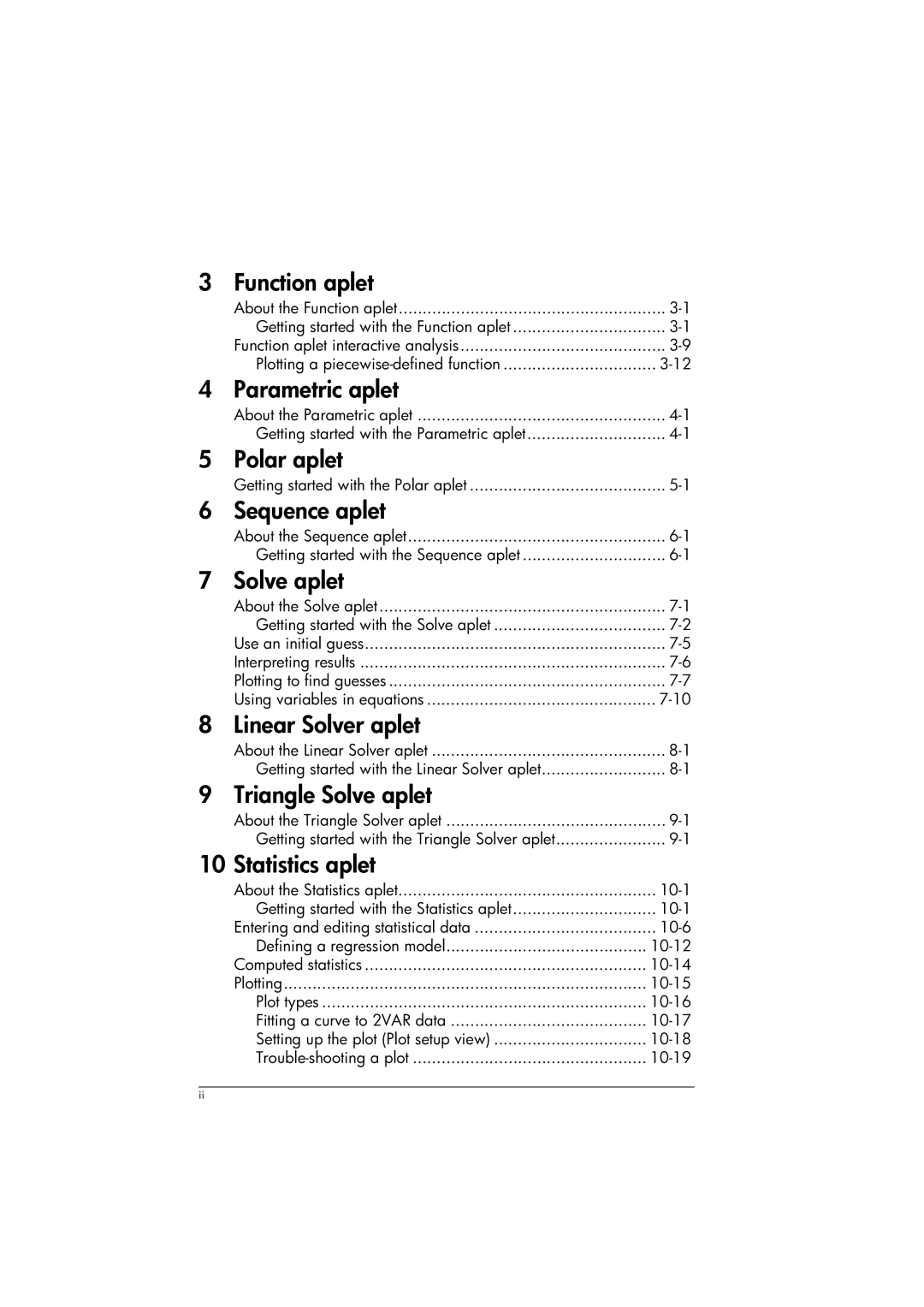 HP 39gs Graphing manual Using variables in equations, 10-1, 10-6 