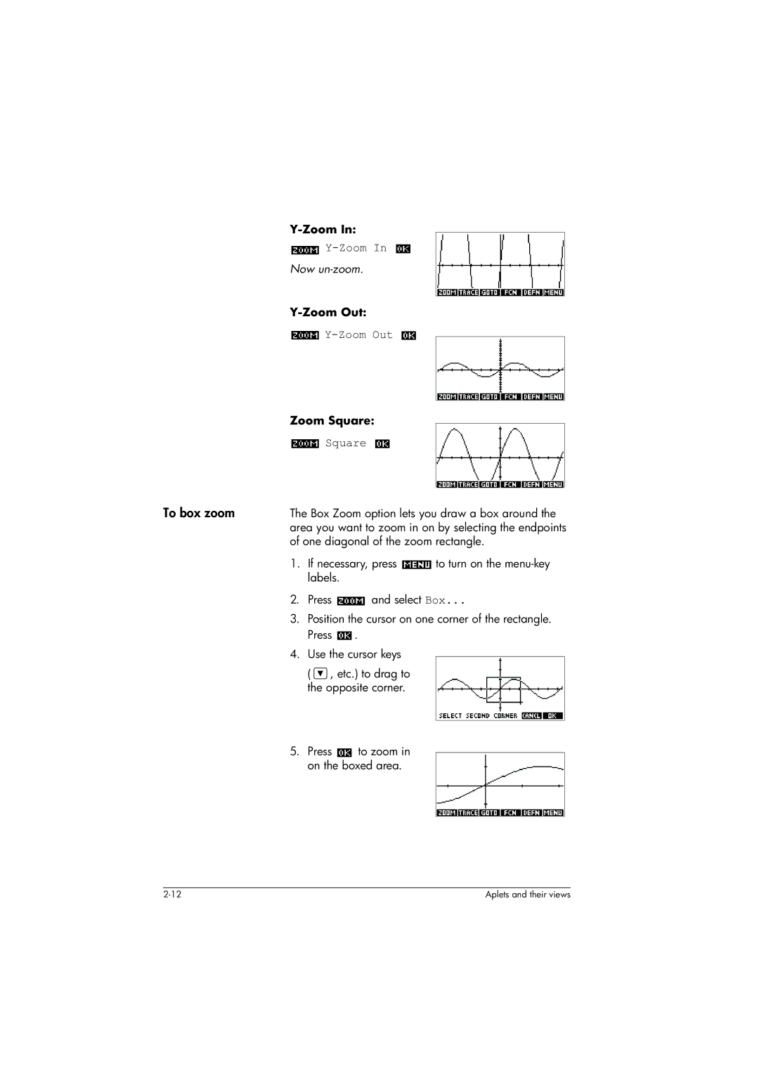 HP 39gs Graphing manual To box zoom 