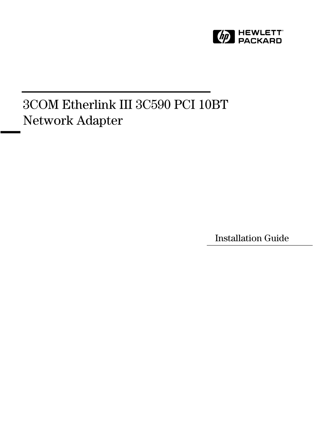 HP 3Com Etherlink III 3C590 manual 3COM Etherlink III 3C590 PCI 10BT Network Adapter 