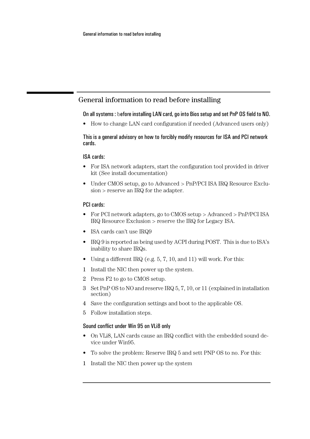 HP 3Com Etherlink III 3C590 manual General information to read before installing 