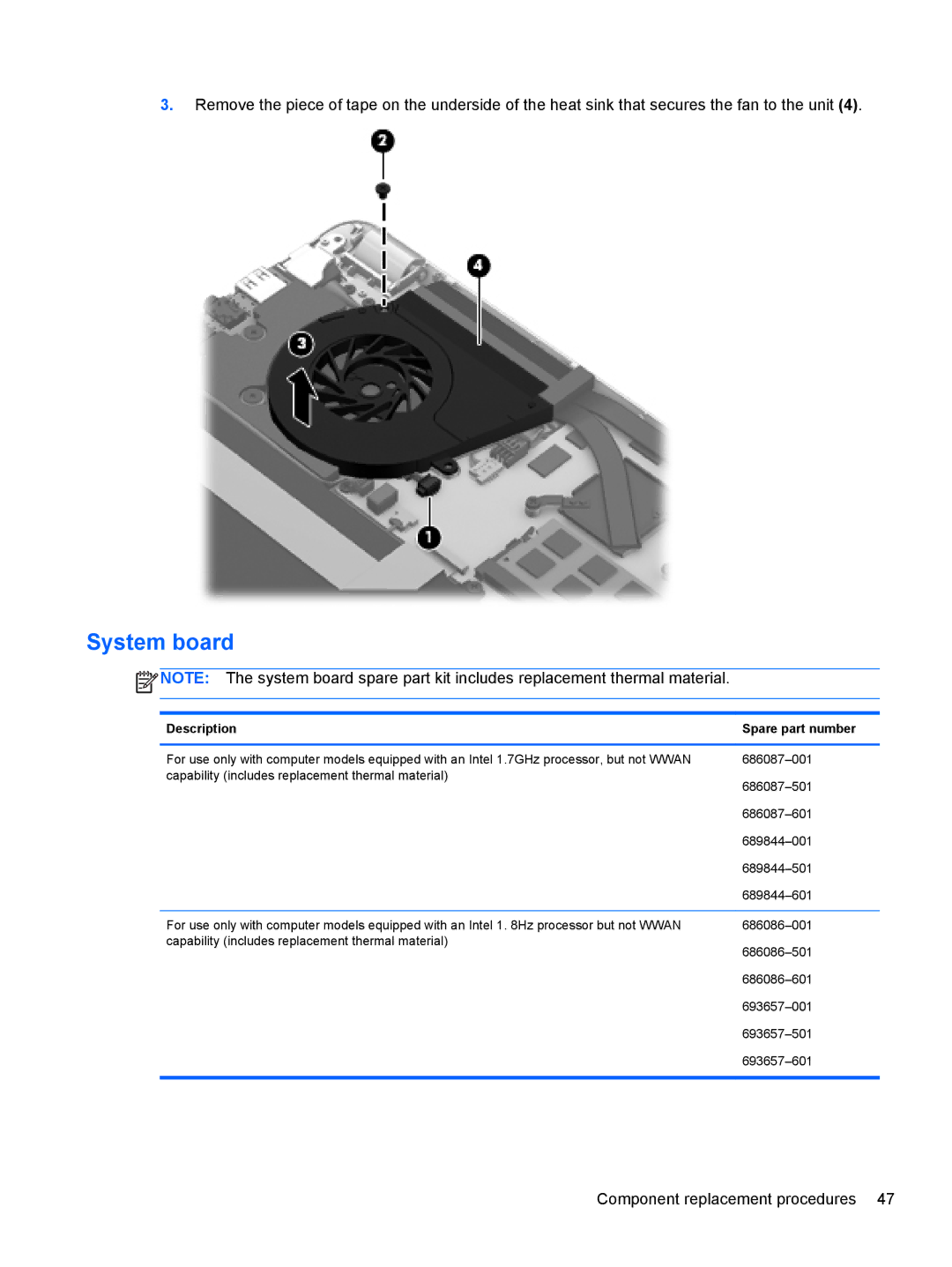 HP 4 B5T03UA, 4 B5T04UA manual System board 