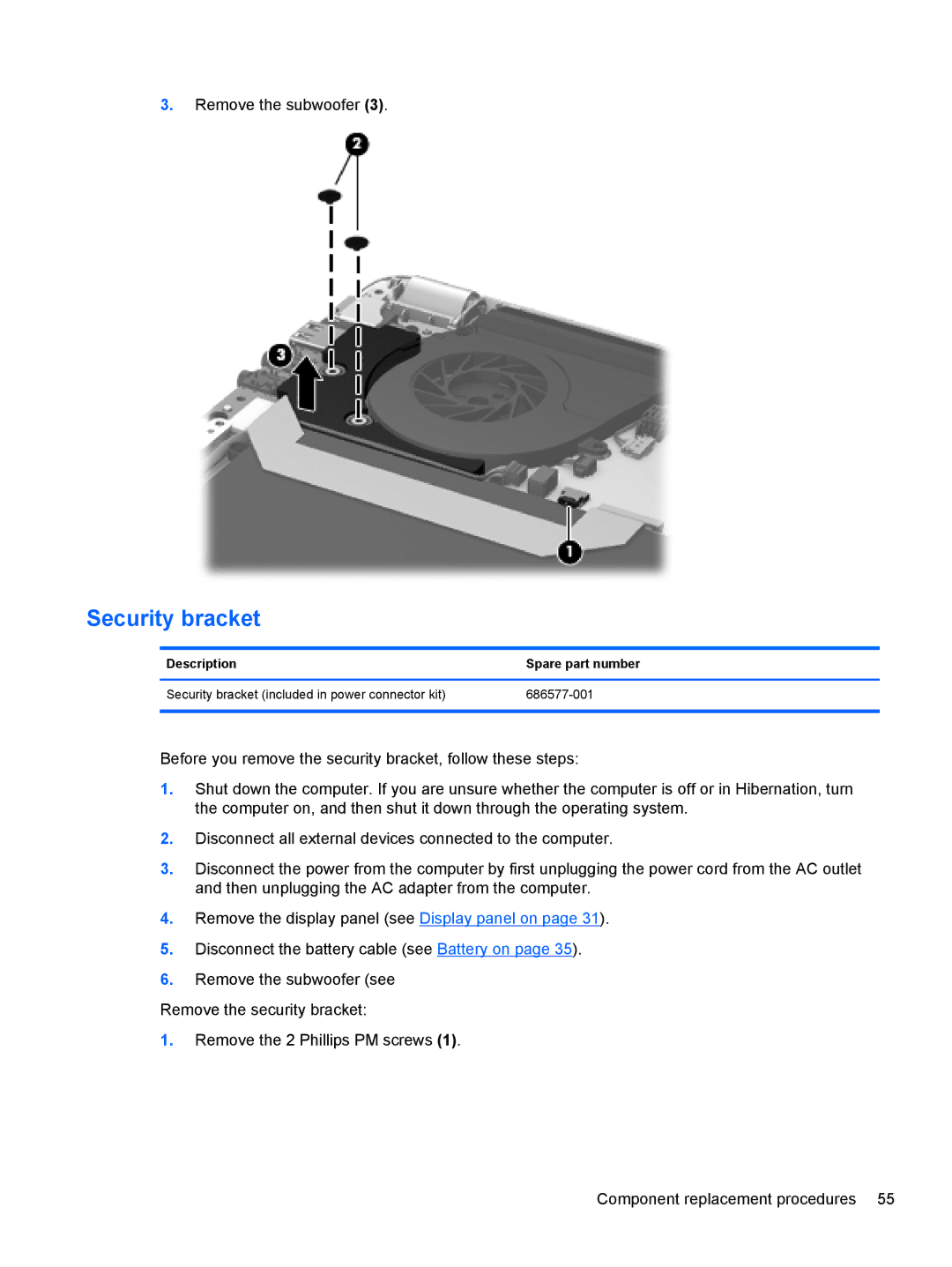 HP 4 B5T03UA, 4 B5T04UA manual Security bracket 