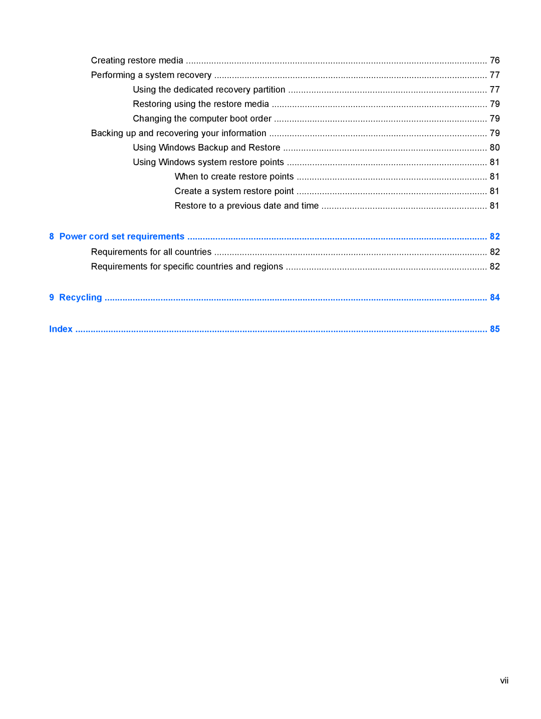 HP 4 B5T03UA, 4 B5T04UA manual Vii 