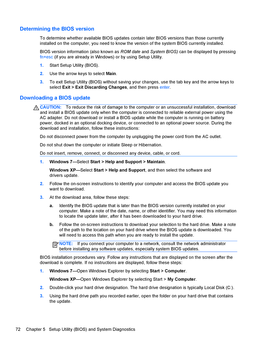 HP 4 B5T04UA, 4 B5T03UA manual Determining the Bios version 