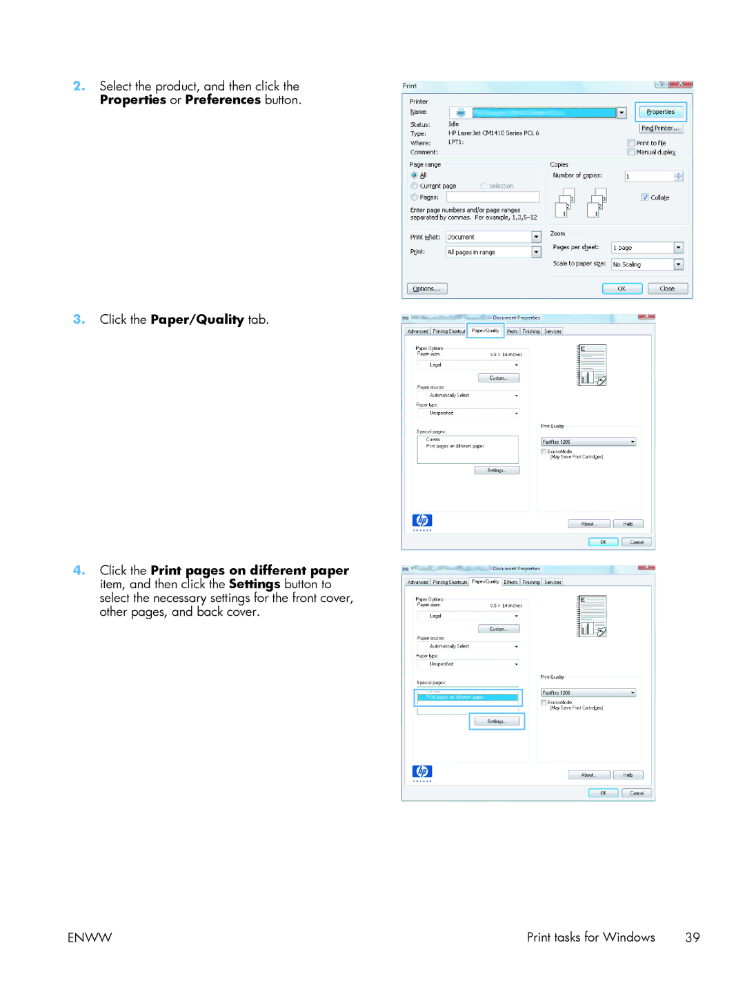 HP 400 CE956A, 400 M401N Laser CZ195A#BGJ, M475DW PRO 400 CE864A#BGJ manual Enww 