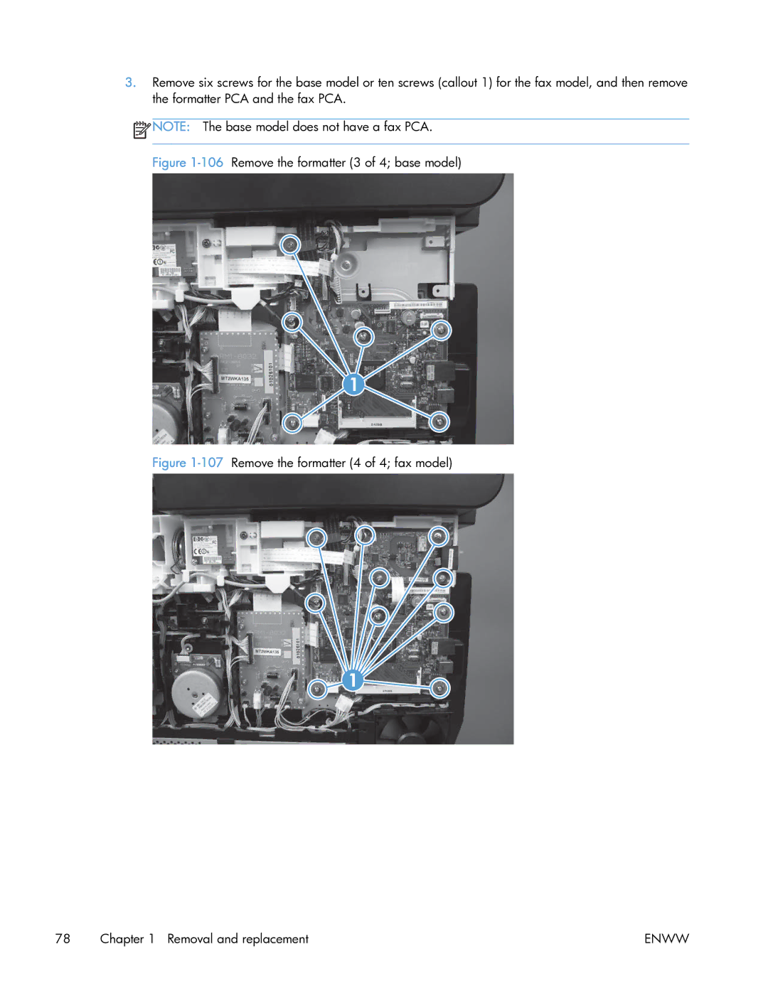 HP 400 manual 106Remove the formatter 3 of 4 base model 