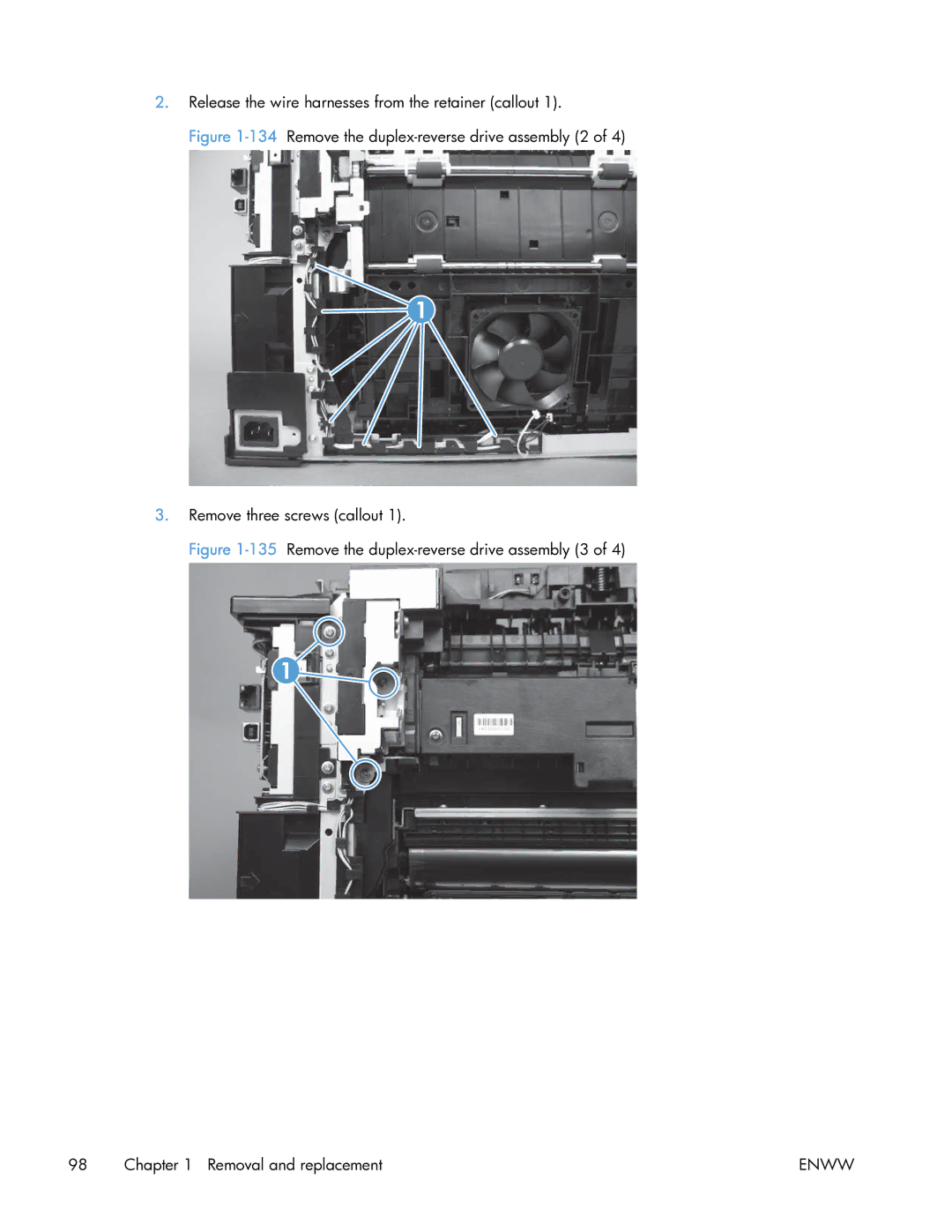 HP 400 manual Release the wire harnesses from the retainer callout 