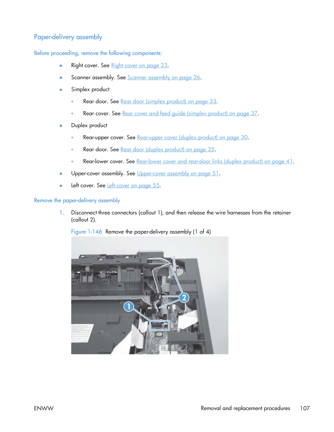 HP 400 manual Paper-delivery assembly, Remove the paper-delivery assembly 