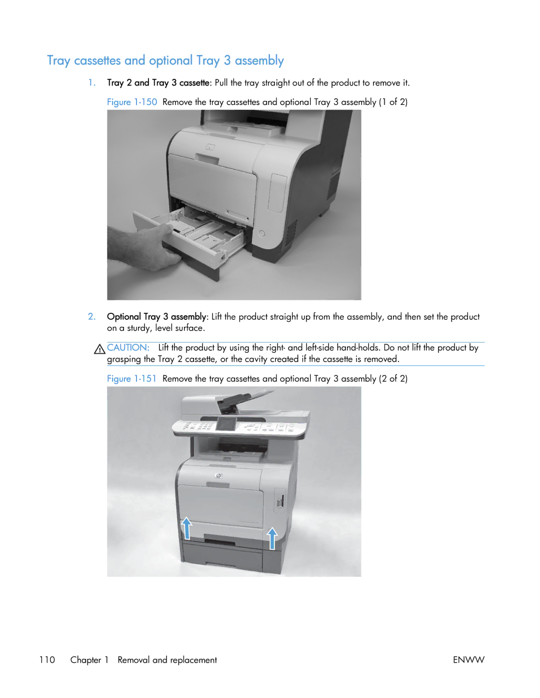 HP 400 manual Tray cassettes and optional Tray 3 assembly 