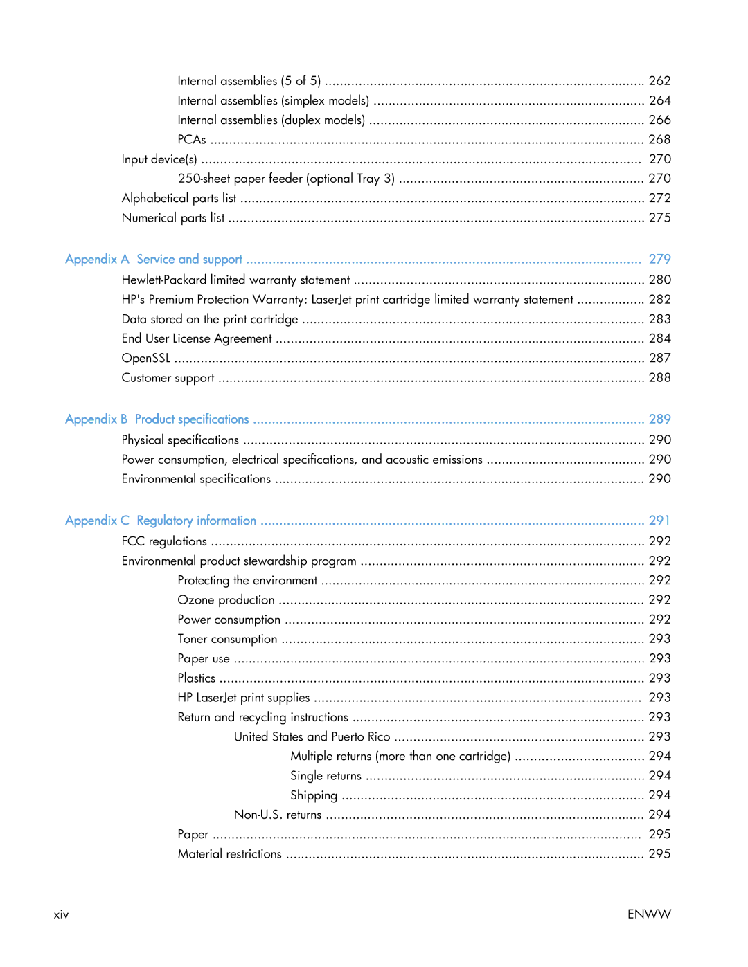 HP 400 manual 279, 289, 291 