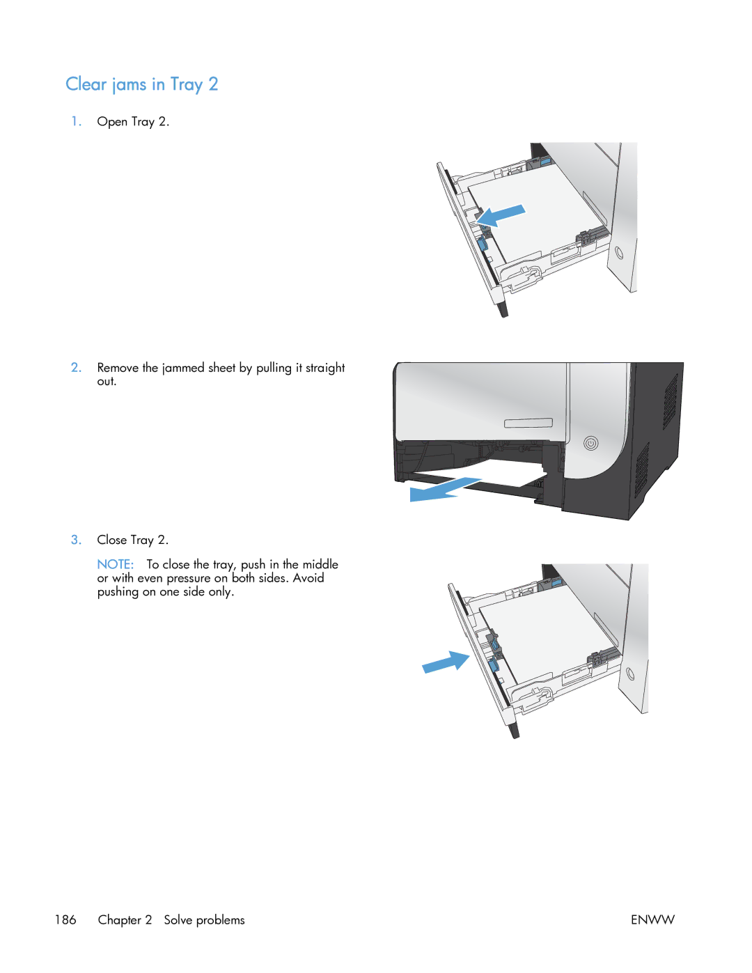 HP 400 manual Clear jams in Tray 