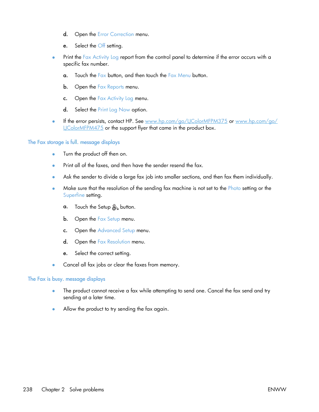 HP 400 manual Open the Advanced Setup menu Open the Fax Resolution menu 