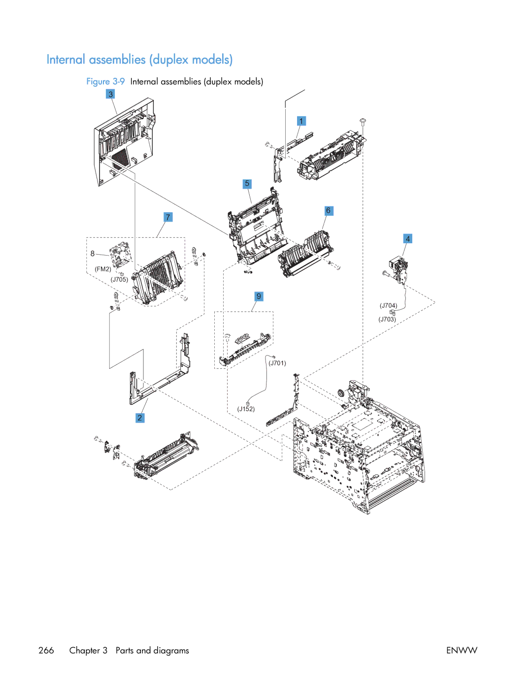 HP 400 manual 9Internal assemblies duplex models 