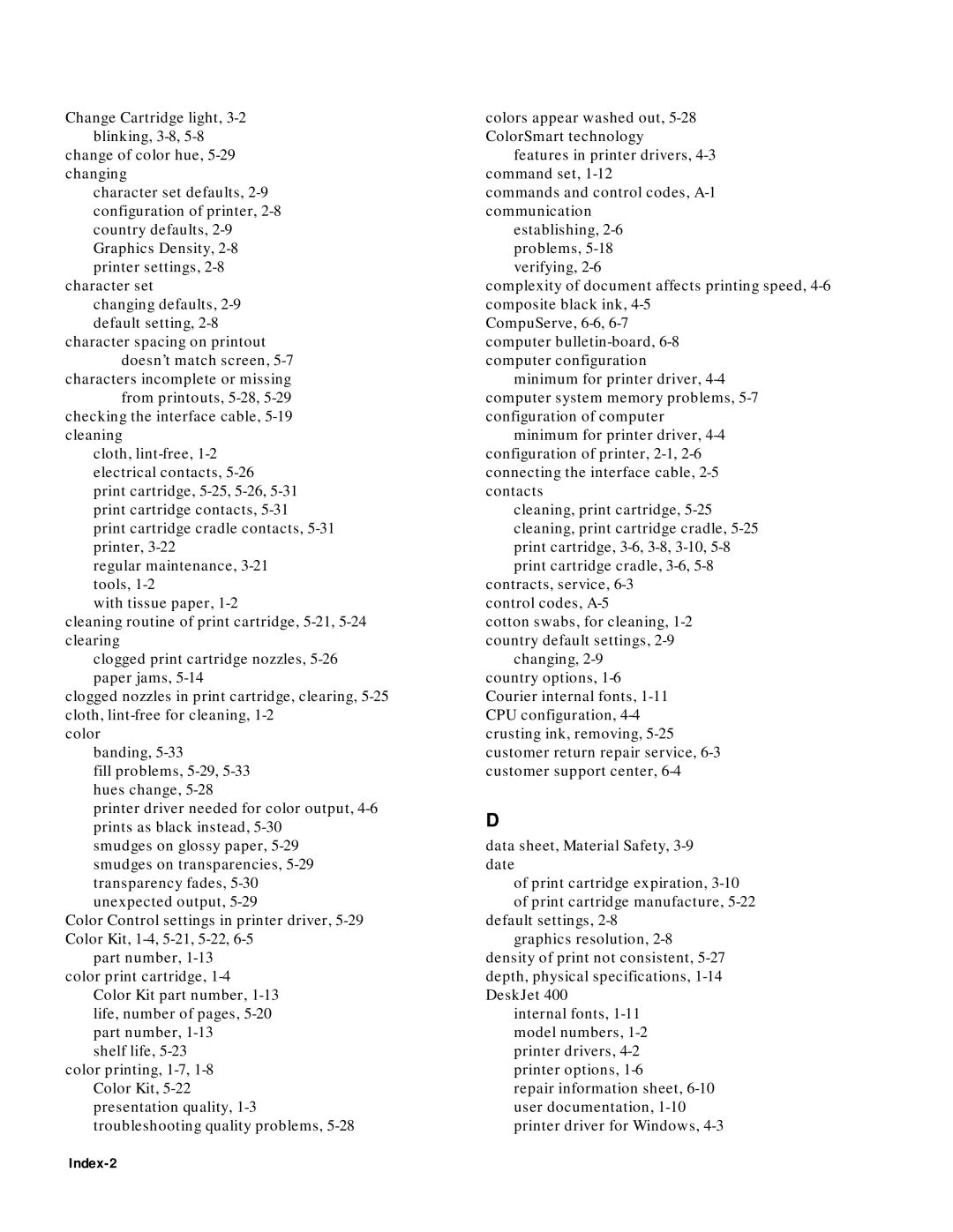 HP 400 manual Index-2 