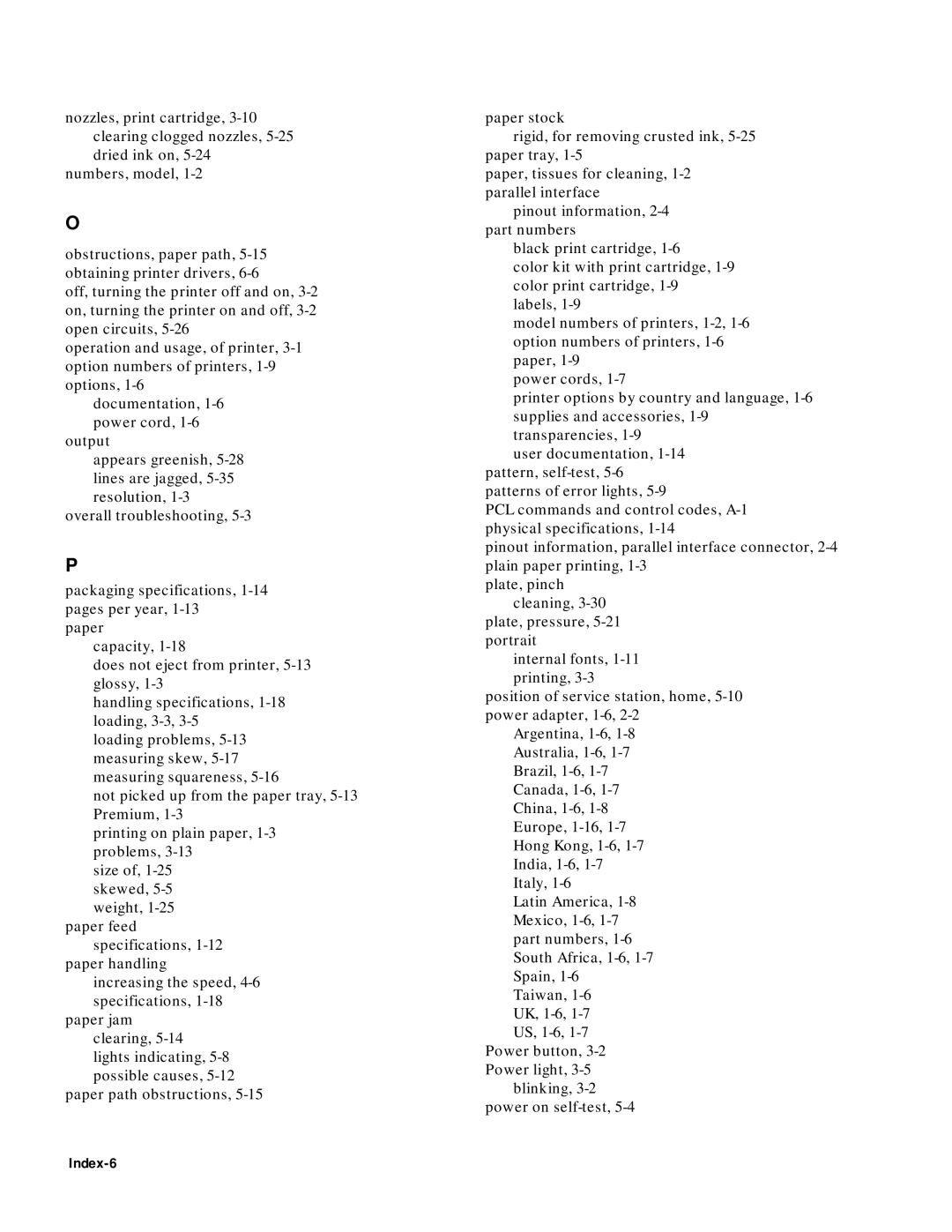 HP 400 manual Index-6 