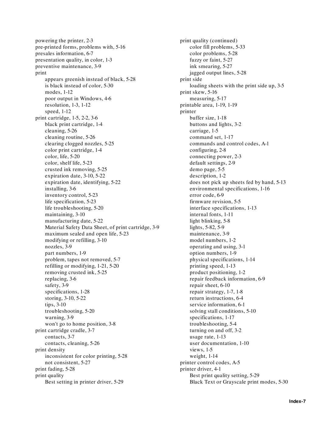 HP 400 manual Index-7 