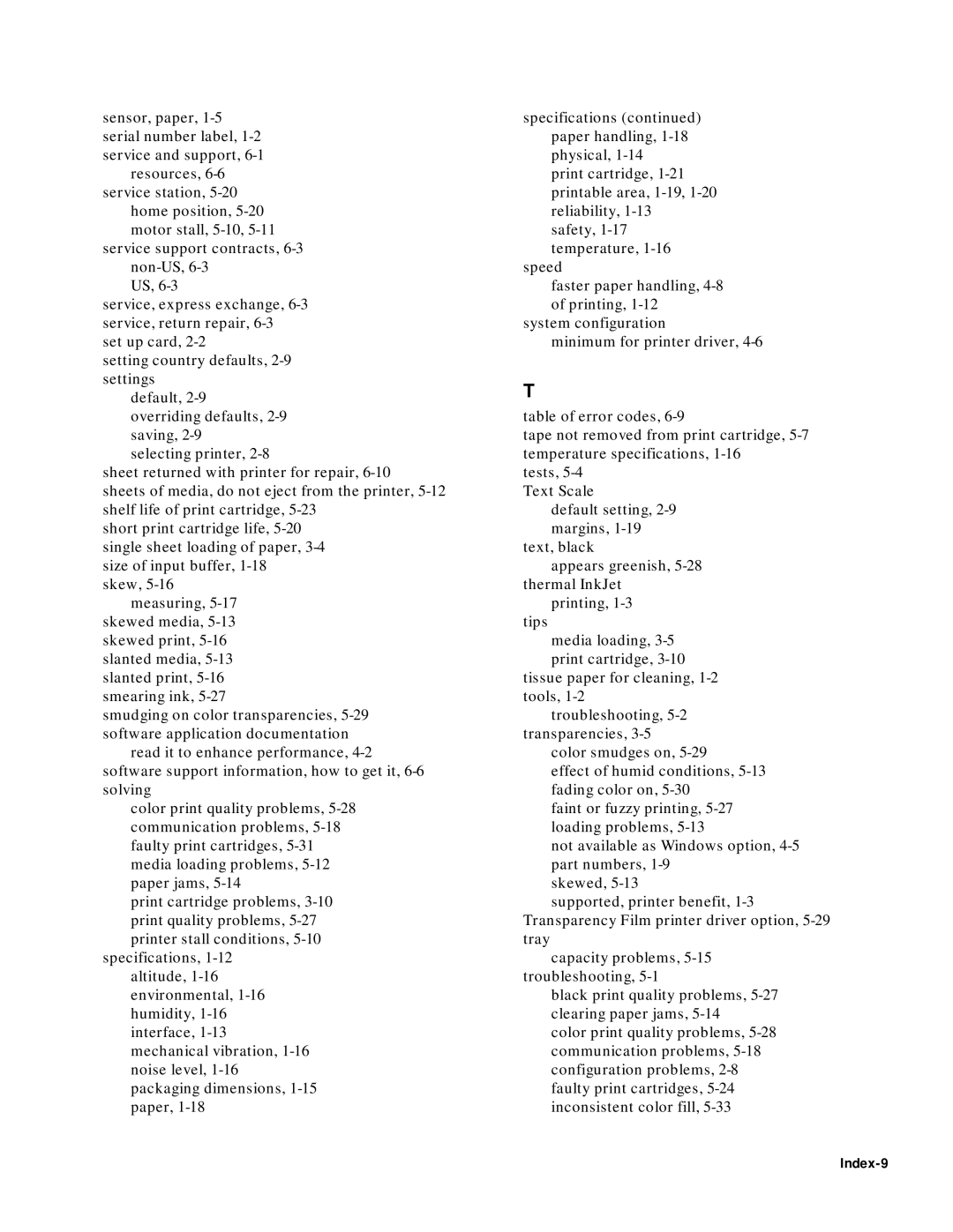 HP 400 manual Index-9 