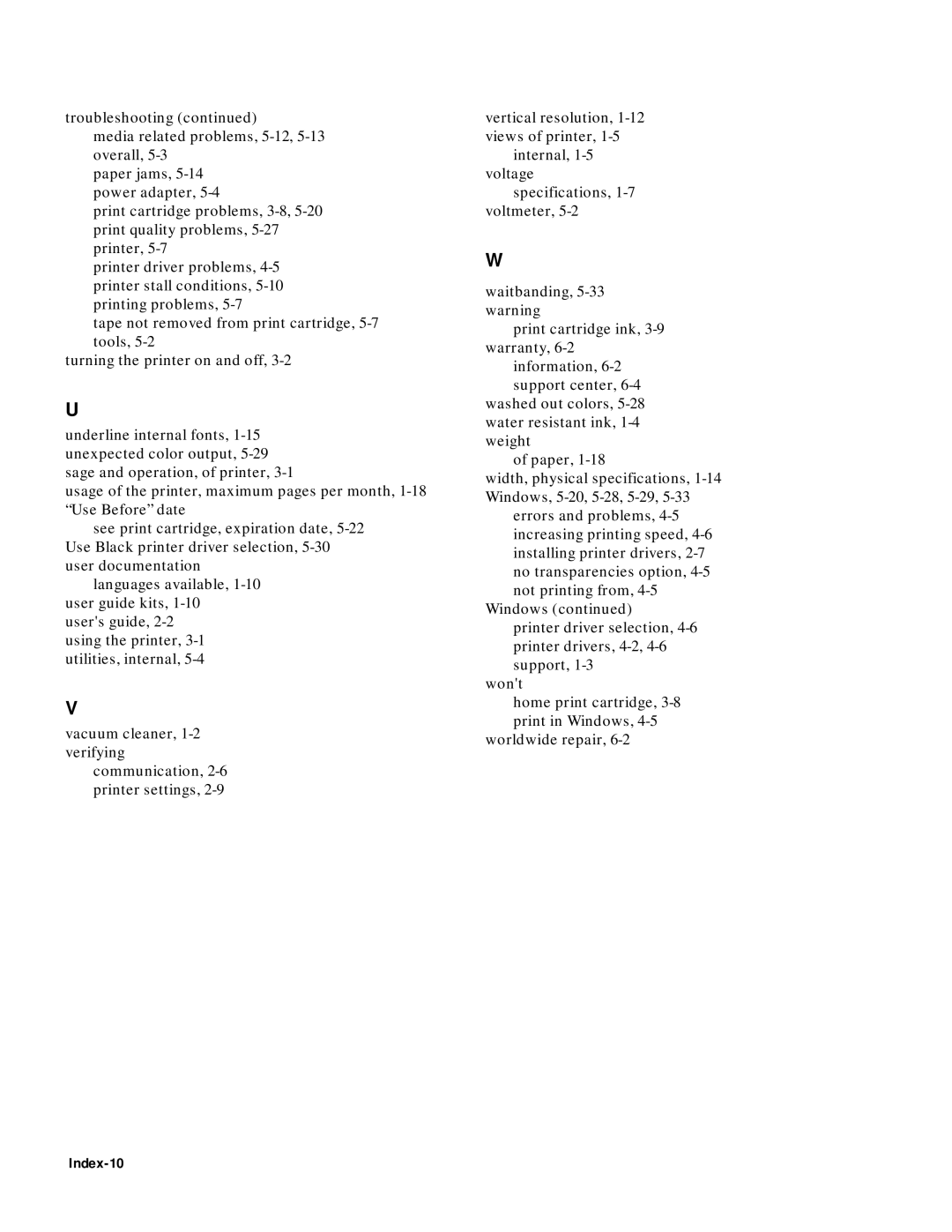 HP 400 manual Index-10 