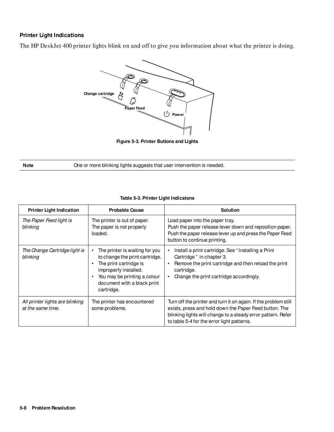 HP 400 manual Printer Light Indications 