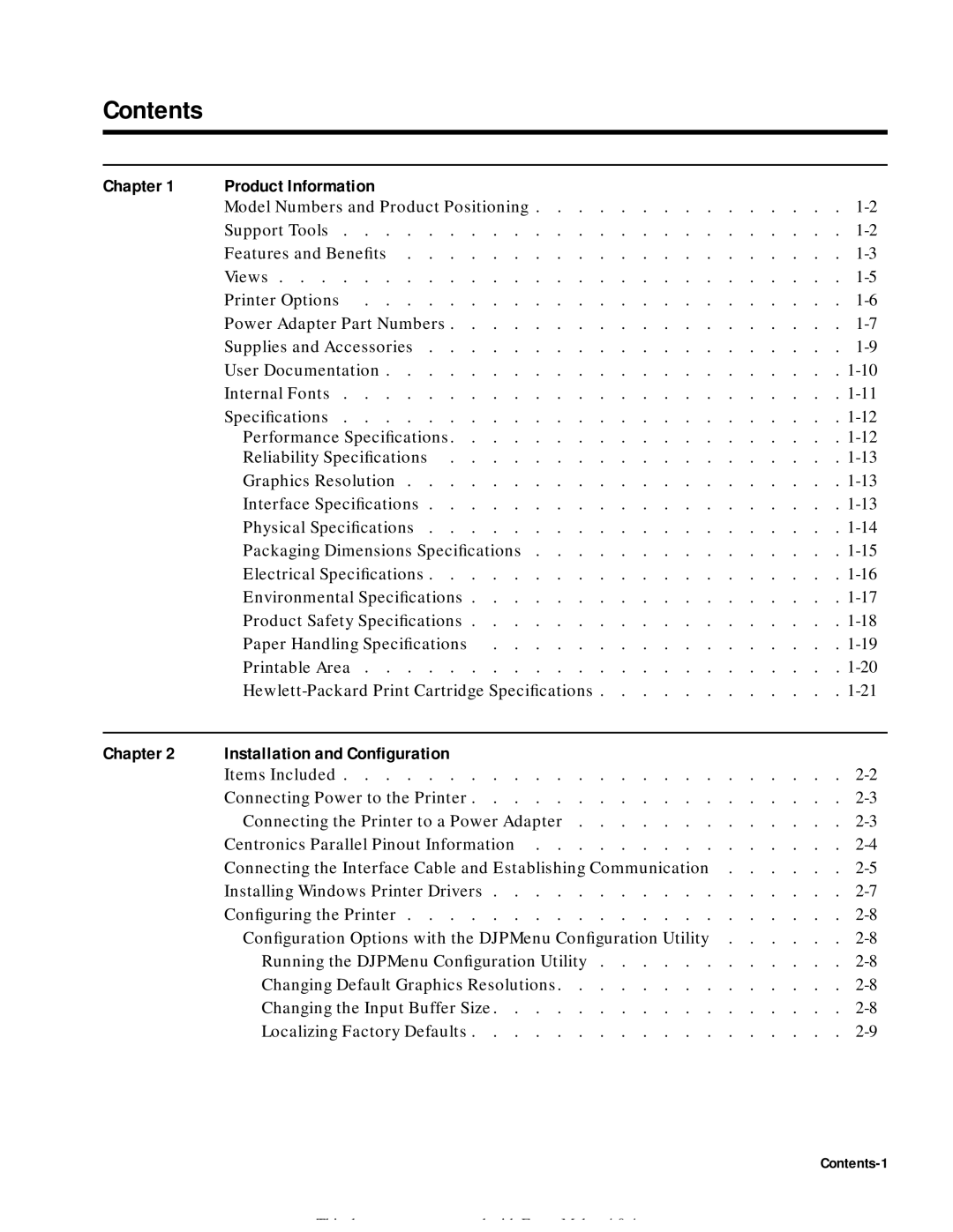 HP 400 manual Contents 