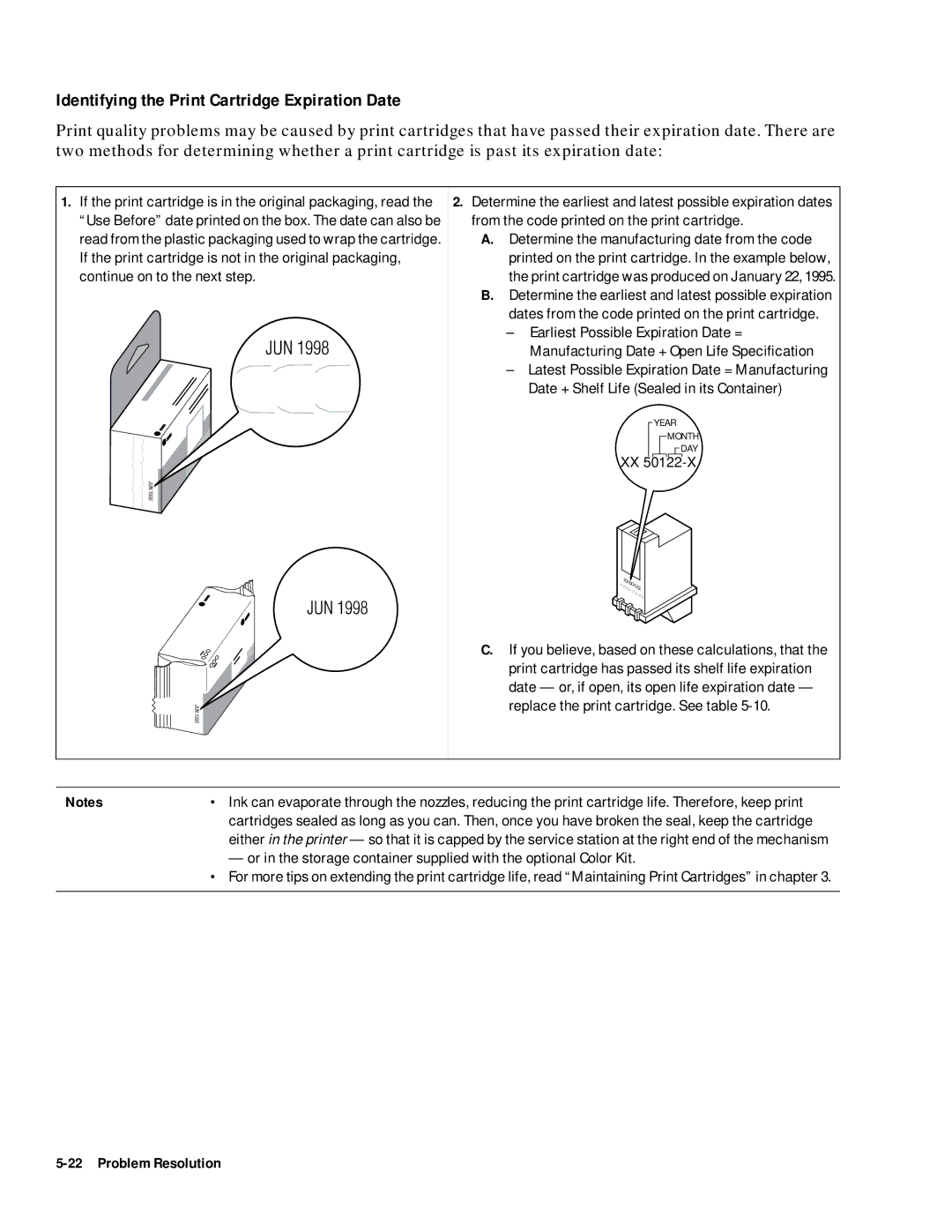 HP 400 manual Identifying the Print Cartridge Expiration Date, Replace the print cartridge. See table 