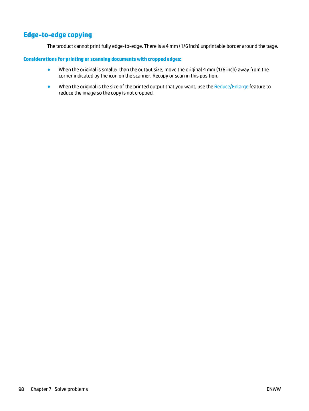 HP 400 manual Edge-to-edge copying 