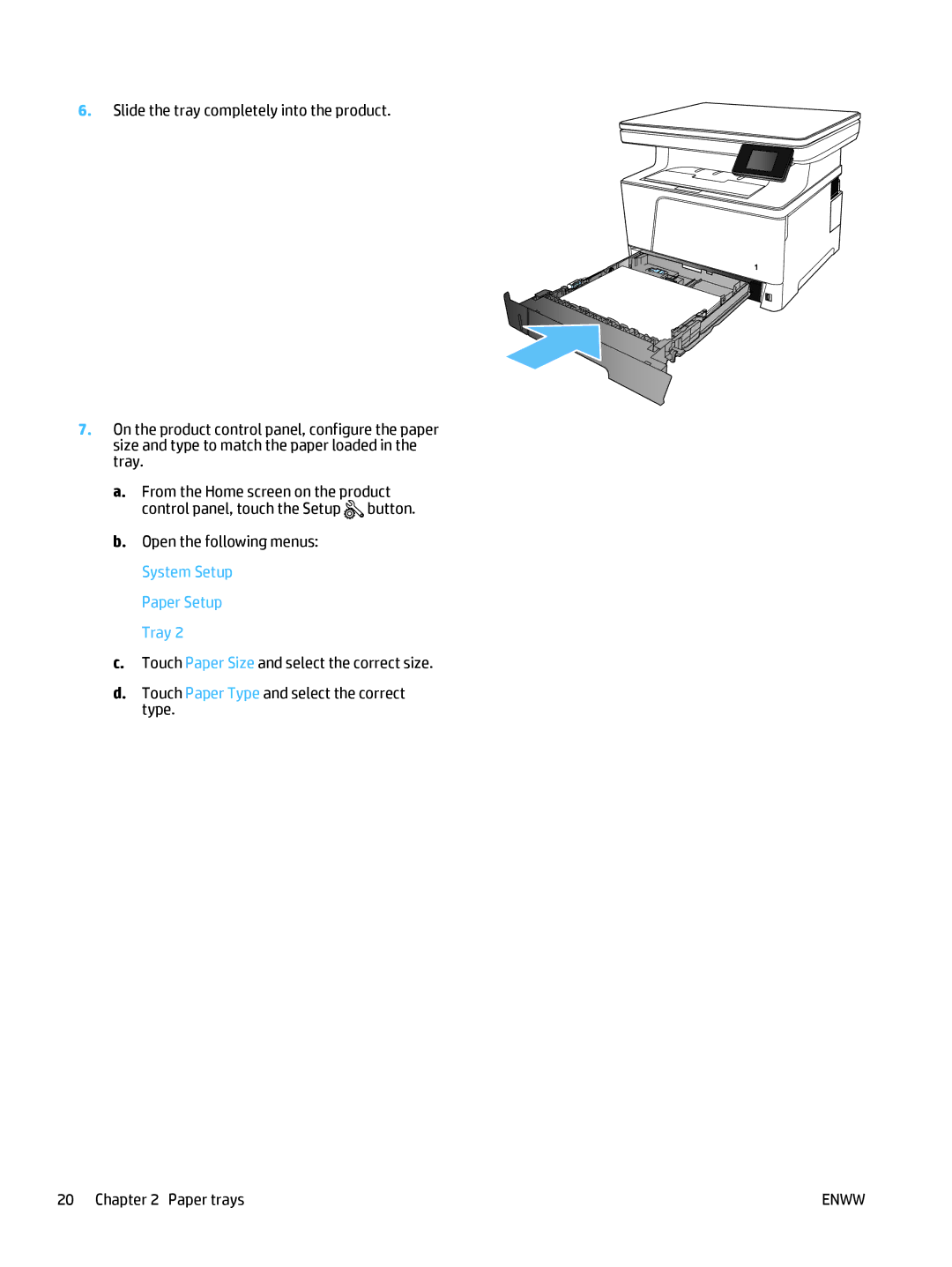 HP 400 manual Paper Setup Tray 