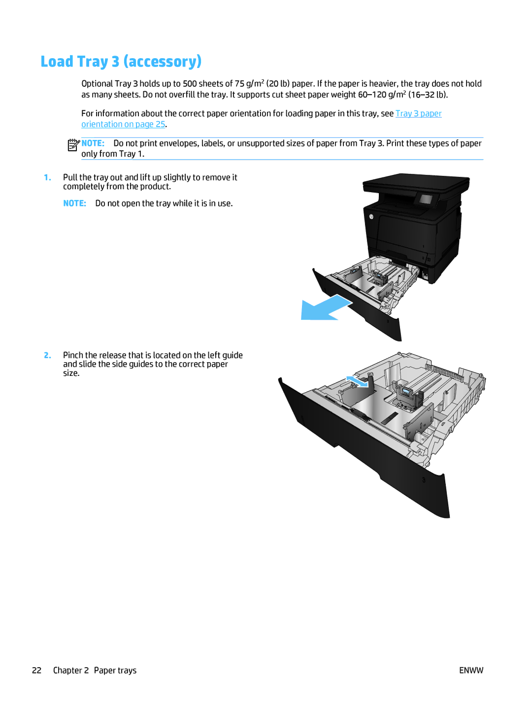 HP 400 manual Load Tray 3 accessory 