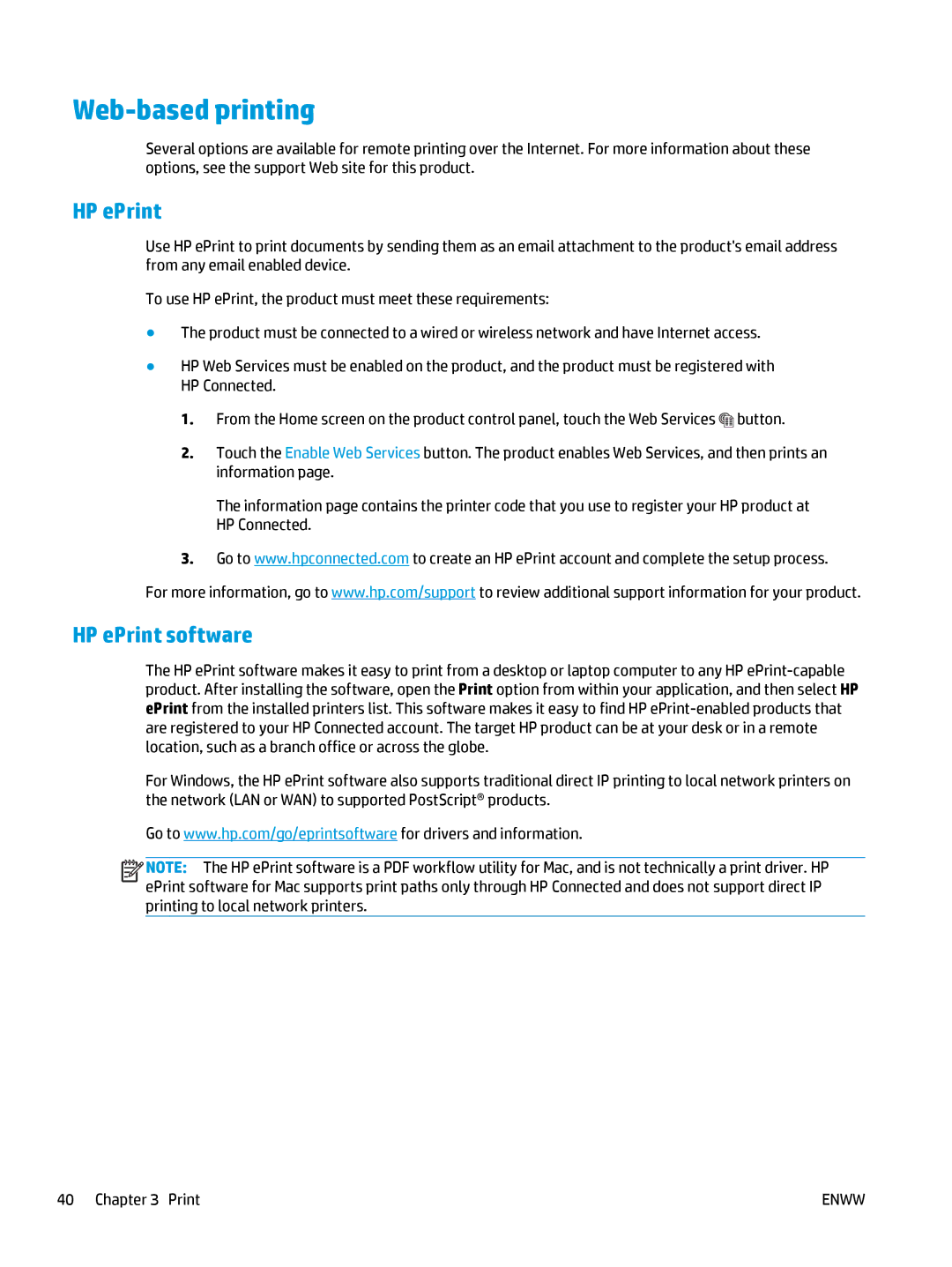 HP 400 manual Web-based printing, HP ePrint software 